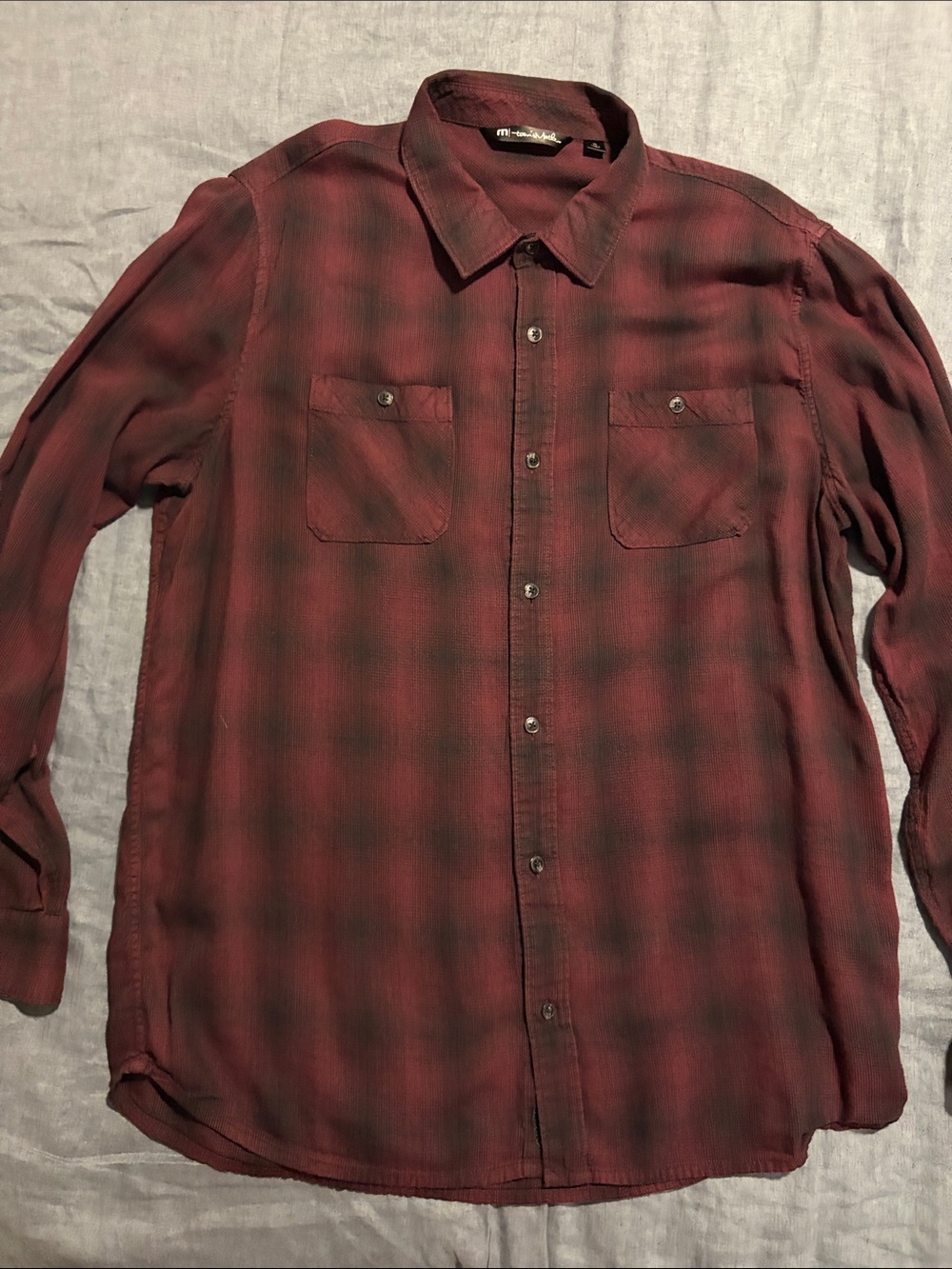Travis Mathew Red Plaid Long-Sleeve Button-Down Shirt